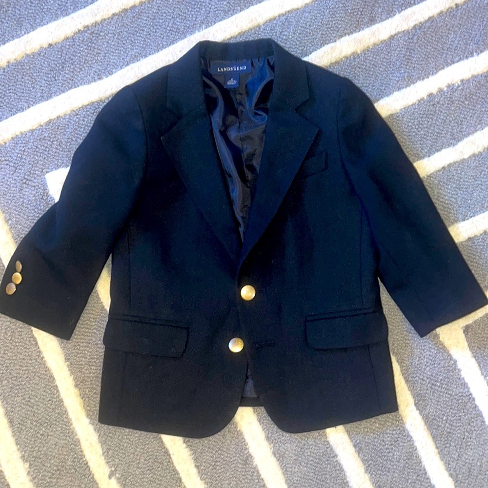 Land’s End Toddler Sports Jacket Blazer 4T navy & gold buttons
